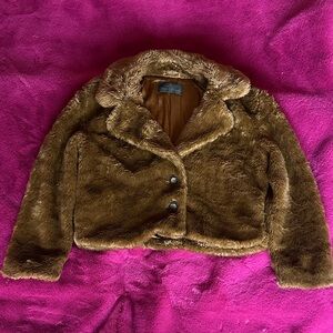 Free People Brown Faux Fur Jacket